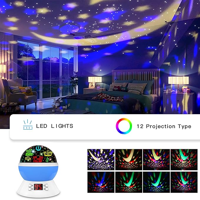 Cars Night Light for Boys - Rotating Projector Lamp with Race Car - Star Projector for Kids Age 3-8 - Ceiling Nightlight Projector with Cars and Stars - Birthday Gifts for Boys Room Decor