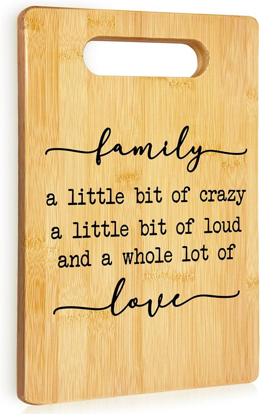 Funny Housewarming Gifts, Family a Little Bit of Crazy Funny Cutting Board, House Warming Gifts New Home, Bamboo Cutting Boards for Kitchen, Kitchen Gifts for Women, House Warming Gifts New Home