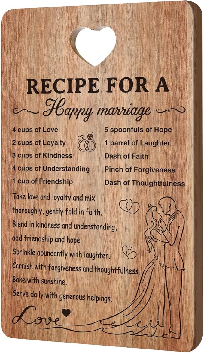 Wedding Gift for Couple Acacia Wood Marriage Cutting Board Bridal Shower Gift for Bride Groom Engagement Best Anniversary Newlywed Gift for Wedding Shower Mr Mrs Gift Engraved Board Bride to Be Gift