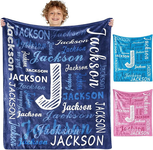 Ships Next Day, Personalized Blanket for Teen Boys Girls, Custom Blanket with Name Customized Flannel Throw Christmas Birthday Blanket Gifts for Kids or Adult