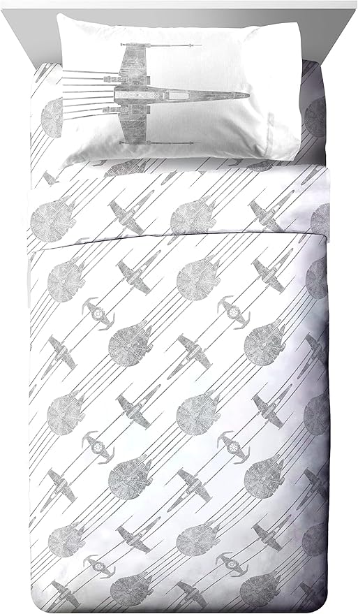 Jay Franco Star Wars Falcon Schematics 7 Piece Full Size Bed Set - Includes Comforter & Sheet Set - Super Soft Kids Bedding Fade Resistant Microfiber