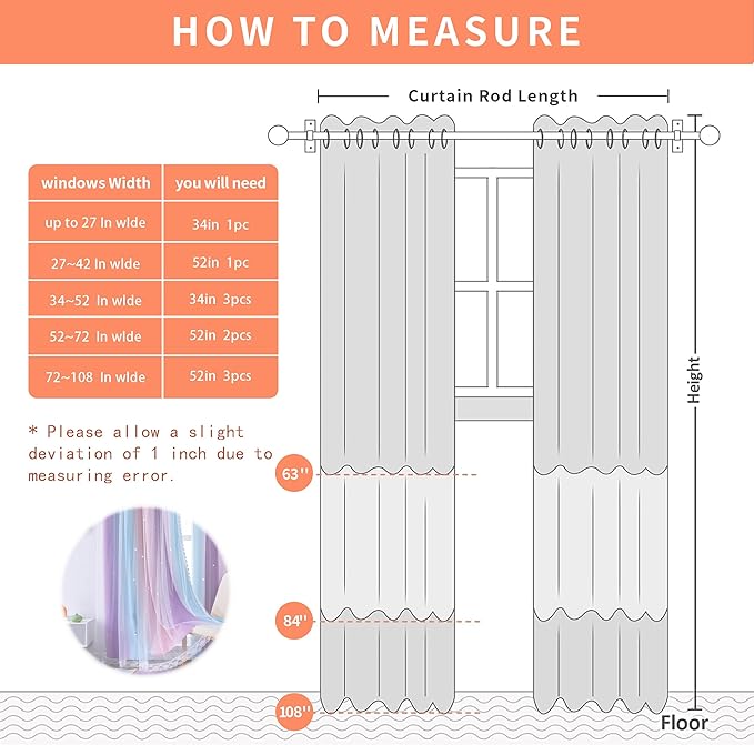 XiDi Purple Curtains for Bedroom, Curtain for Kids Room, Pink Curtain Double Layer Drapes 42 Inchs Long 34 inches Wide 1 Panel