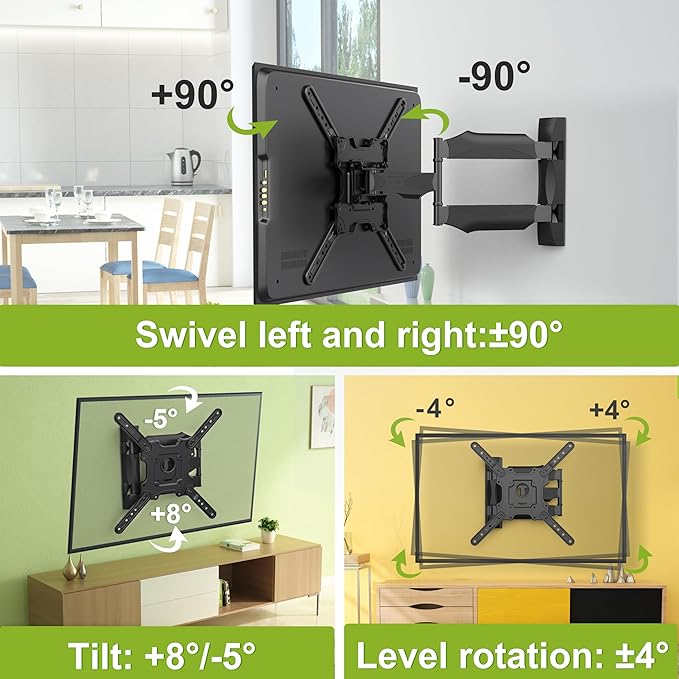 USX MOUNT Full Motion TV Wall Mount Bracket for Most 32-60 Inch TVs Up to 77 lbs & MAX VESA 400x400 mm, Corner Center Design TV Mount 20" Articulating Extension Arm with Swivel Tilt & Leveling
