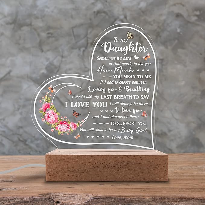Daughter Gifts Acrylic Night Light - Sentimental Gifts for Daughter - Birthday, Graduation, Wedding
