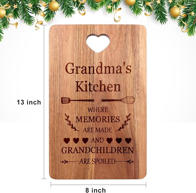 Grandma Birthday Gfts for Grandmother Christmas Presents from Grandchildren Kitchen Decor Wood Nana Gift Ideas Decorative Serving Cutting Board Bamboo Xmas Charcuterie Boards Unique Mother Day Gift