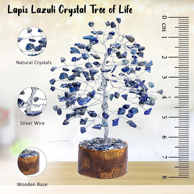 "Lapis Lazuli Healing Crystal Tree Bonsai, Desk Decor for Women Red Room & Office Decor Spiritual Gift Meditation Crystals for Home room decor cute house warming gifts for women Mom Birthday 7-8"""