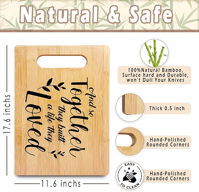 Together They Built a Life They Loved Cutting Board 11.6x7.6”in, Wedding Engagement Gifts for Couples Newlyweds Bride Groom, Newlywed Gifts for Couples, Just Married Engaged Gifts, Housewarming Gifts