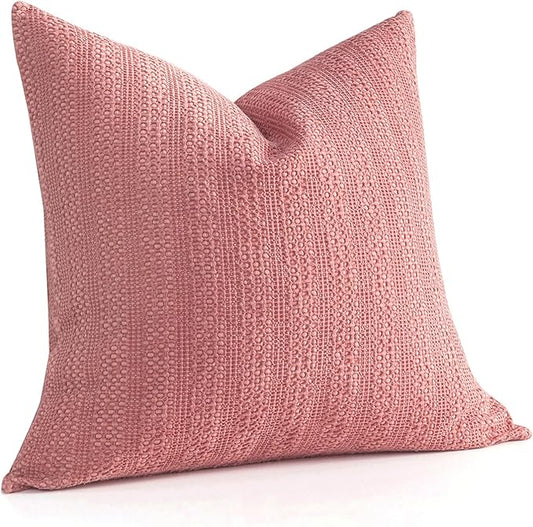 1pc 26x26 Pillow Cover Boho Euro Sham Decorative Throw Pillow Covers Cotton Large Square Pillowcase for Couch Bed, Coral Pink