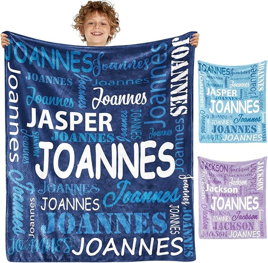 Ships Next Day, Personalized Blanket for Teen Boys Girls, Custom Blanket with Name Customized Flannel Throw Christmas Birthday Blanket Gifts for Kids or Adult