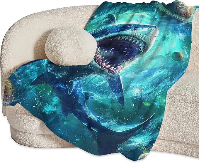 Funny Shark Blanket Fantasy Shark Throw Blanket Shark Gifts and Decor Shark Blanket for Girls Women Men Boys Soft Warm Cozy Fleece Blanket for Couch Sofa Bed 80"x60"