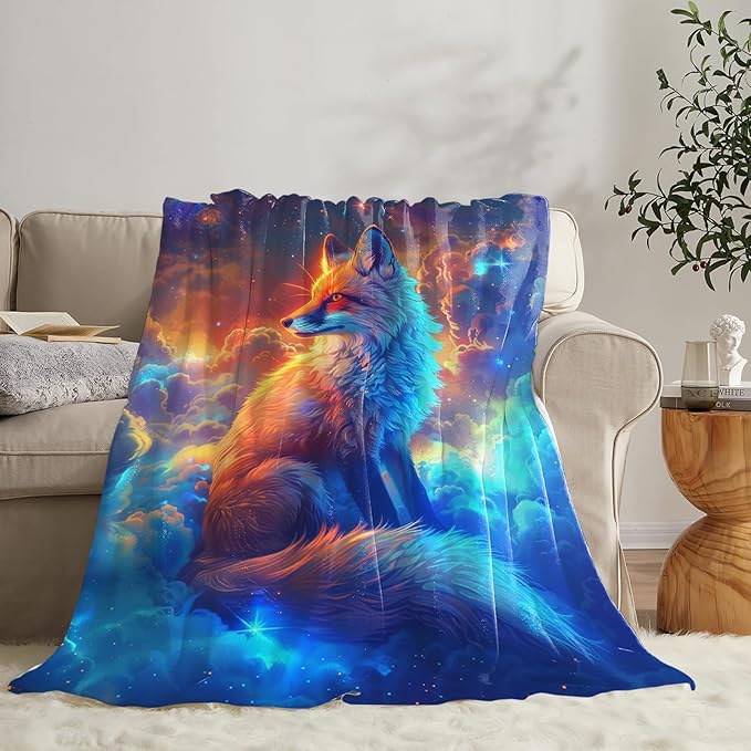 Tijuboni Fox Throw Blanket Fox Gifts for Girls Boys Women Men Kids Adults Soft Flannel Fleece Blanket for Couch Sofa Bed Home Decor 50"x60"