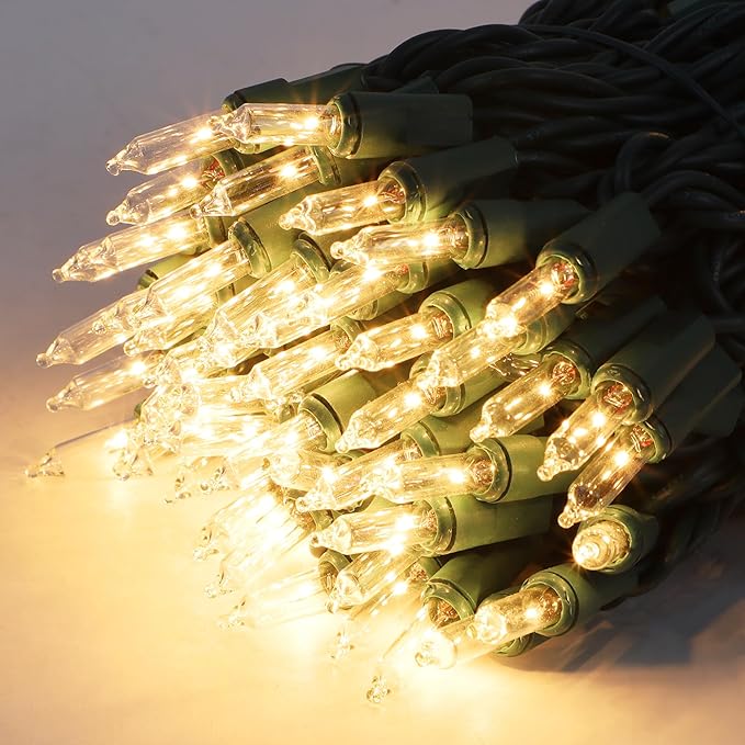 2 Pack Clear Christmas String Lights, 100 Count Each, Incandescent Mini Christmas Lights, Connectable Xmas Tree Light for Indoor Outdoor Garland Birthday Holiday Wedding Festival Party