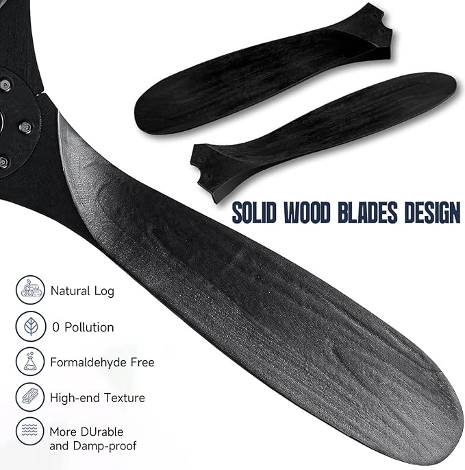 70 inch Outdoor Ceiling Fans with Lights for Patios Waterproof, Large Black Smart Ceiling Fan, DC Motor, 3CCT 22W Dimmable Lights, Industrial Propeller Ceiling Fan for Porch Exterior Indoor