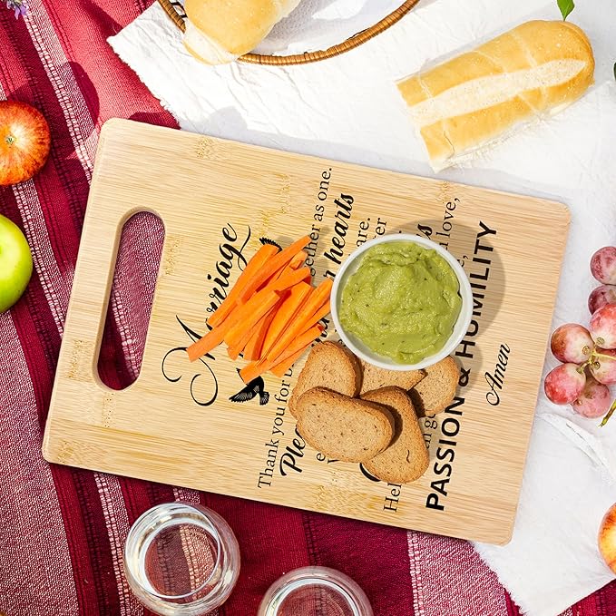 Christian Wedding Gifts for Couples 2025 Her Him Bride and Groom, Newlyweds Gifts for Couples, Just Married Gifts, Honeymoon Gifts, Marriage Prayer Wedding Gifts Bamboo Cutting Board for Kitchen