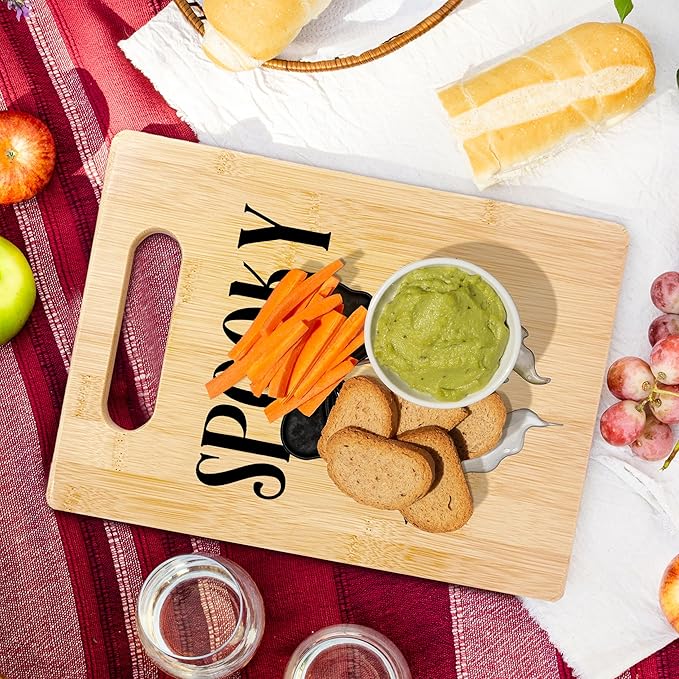 SPBL&L Halloween Ghost Cutting Board, Halloween Gifts for Women, Ghost Kitchen Decor, Coquette Bow Spooky Ghosts Decorative Bamboo Cutting Chopping Board for Kitchen