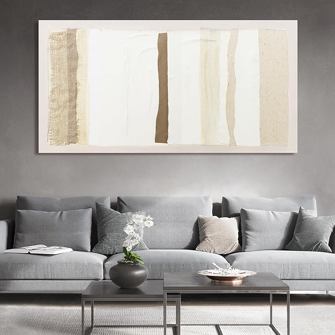 Neutral Wall Art Decor Modern Canvas Art Wall Decor Brown And White Artwork for Walls Oversized Wall Art Prints Large Wall Art for Living Room 29"X58" for Room Bedroom Office Decor