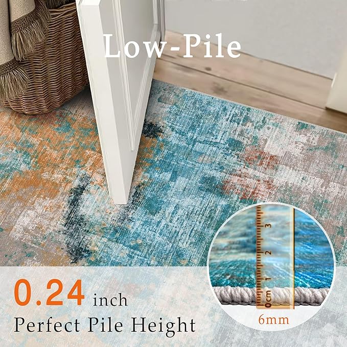 vivorug Round Rug 4ft Abstract Round Area Rug Non-Slip Indoor Carpet for Living Room Bedroom Entryway, Stain Resistant Home Decor Circle Rug, Rosy Clouds