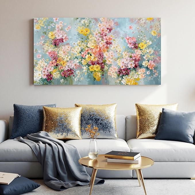 Canvas Wall Art Decor large Colorful Abstract Flower Wall Canvas Art Decor For Living Room Abstract Aesthetics Artwork Pictures Prints Wall Art Artwork For Bedroom Office Room Wall Decor 24×48 inch