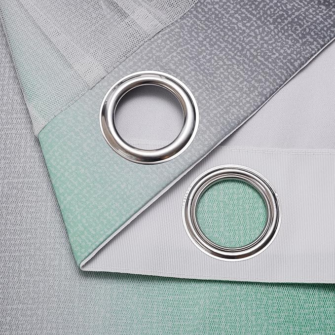 XiDi Rainbow Blackout Curtains for Kids Room, Unicorn Wall Decals, Pink, Green, Grey, 52/72/1