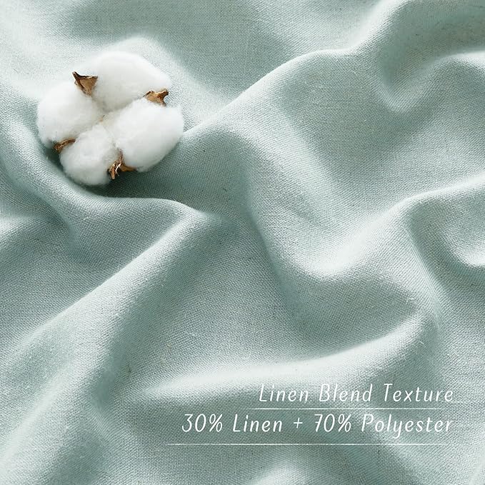 NICETOWN Sage Green Short Linen Curtains for Kitchen, Thick Flax Small Window Treatments Semi Sheer Privacy Assured with Light Through for Cafe/Bathroom, W42 x L48, 2 Panels