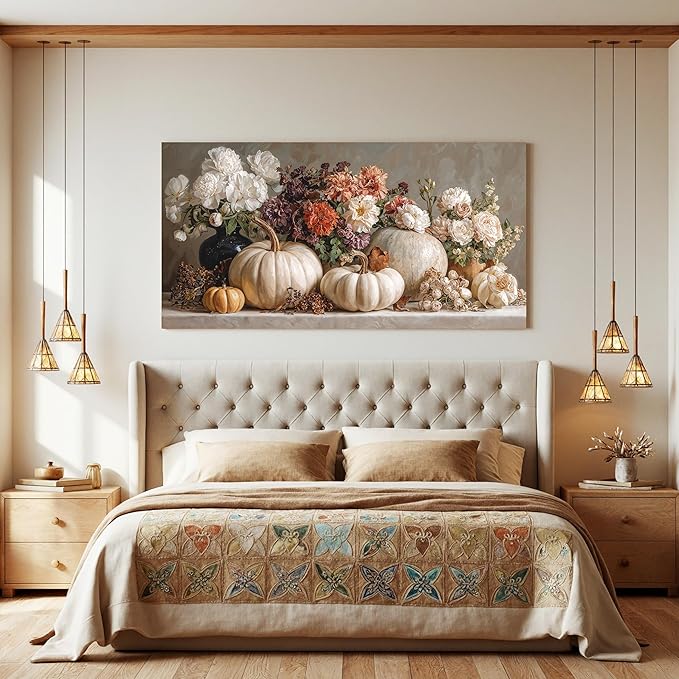 Canvas Wall Art Decor Colorful Vintage Botanical Wall Art Decor For Living Room Pictures Wall Decor White Flower Wall Art Decoratives Pictures Prints For Home Bedroom Office Room Wall Decor 20×40 In