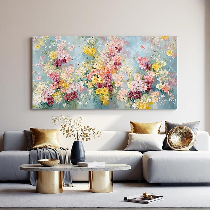 Dimpaga Canvas Wall Art Decor Colorful Abstract Flower Wall Canvas Art Decor For Living Room Abstract Aesthetics Artwork Pictures Prints Artwork For Home Bedroom Office Room Wall Decor 20×40 Inch