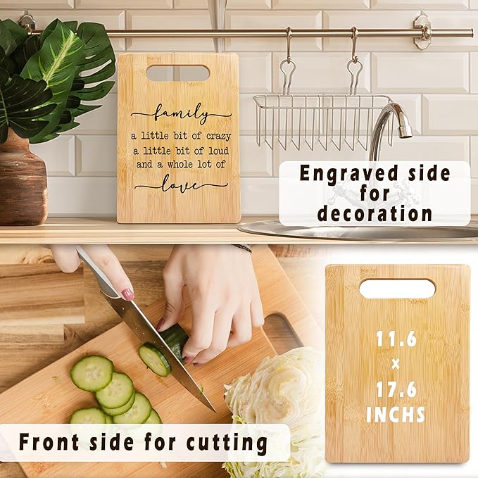 Funny Housewarming Gifts, Family a Little Bit of Crazy Funny Cutting Board, House Warming Gifts New Home, Bamboo Cutting Boards for Kitchen, Kitchen Gifts for Women, House Warming Gifts New Home
