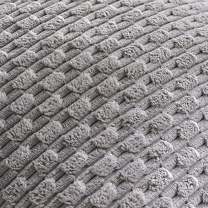 Set of 4 Grey Decorative Throw Pillow Covers 20x20 Inch Corduroy Pillow Covers for Bed Couch Sofa Living Room Soft Square Cushion Cases