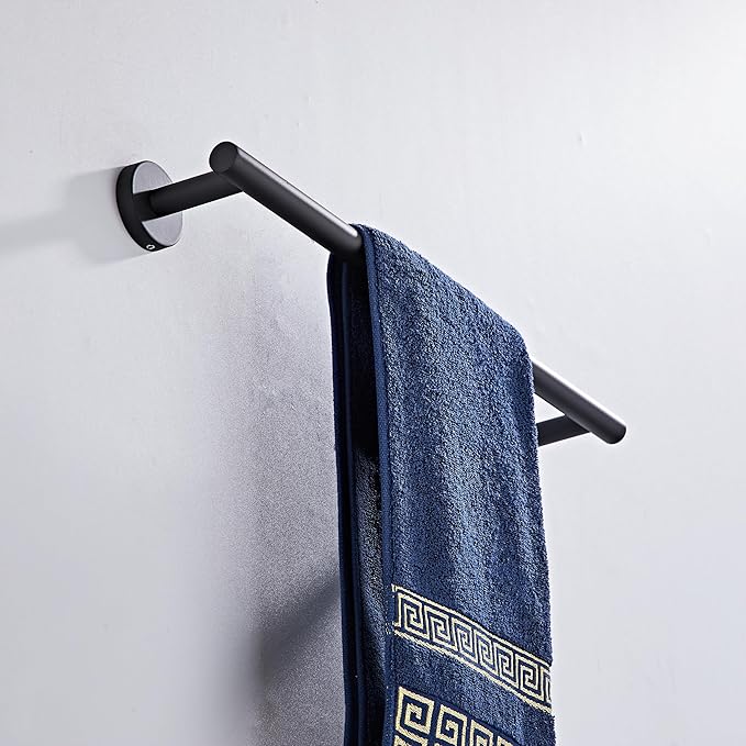 Bathroom Towel Bar, 18-Inch Towel Rack for Bathroom Wall Mounted, Matte Black Thicken SUS304 Stainless Steel Towel Rod Modern Home Decor(Total Length 20-Inch)