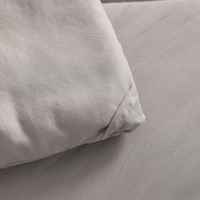 NTBAY Twin Comforter Set with Sheets, 5 Pieces Soft and Breathable Twin Bedding Set, Bed in a Bag, Down Alternative Comforter Set Solid Color All Season, Kids Bedding Set, Smoke Grey