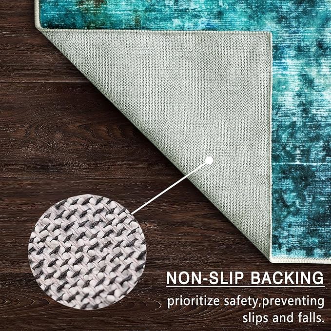 vivorug Round Rug 4ft Abstract Round Area Rug Non-Slip Indoor Carpet for Living Room Bedroom Entryway, Stain Resistant Home Decor Circle Rug, Rosy Clouds