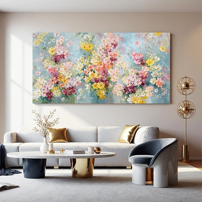 Dimpaga Oversized Wall Art Decor Colorful Abstract Flower Wall Canvas Art Decor For Living Room Abstract Aesthetics Artwork Pictures Prints Wall Art For Home Bedroom Office Room Wall Decor 29×58 inch