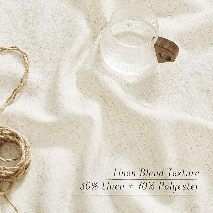 NICETOWN Flax Natural Linen 78 inch Curtains for Doorway, Grommet Thick Flax Linen Door Curtains Privacy Assured with Light Filtering for Bedroom/Living Room, W42 x L78, 2 Panels