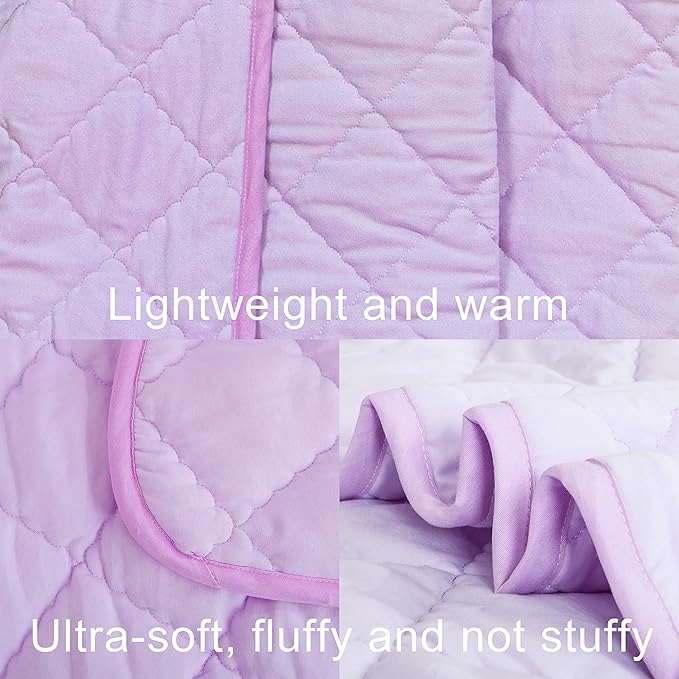 NTBAY Toddler Bedding Set - 4 Piece Soft and Breathable Crib Bedding Set for Boys and Girls, Includes Quilted Comforter, Fitted Sheet, Flat Top Sheet and Envelope Pillowcase, Lavender