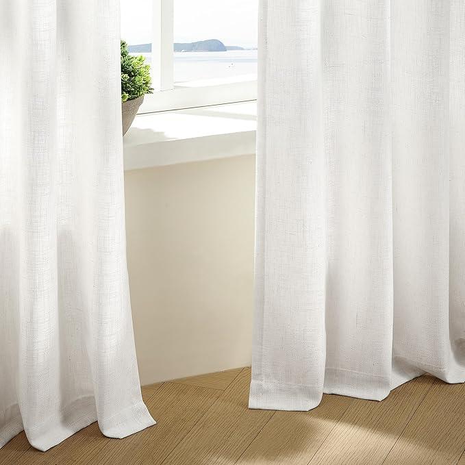 120 Inch Curtains High Ceiling Tall Curtains 2 Panels Set for Living Room Pinch Pleated with Hooks Rings Back Tab Bohemian Semi Sheer Drapes Cottage Long Large Window Drapes 120 Length Beige White