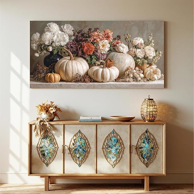 Canvas Wall Art Decor Colorful Vintage Botanical Wall Art Decor For Living Room Pictures Wall Decor White Flower Wall Art Decoratives Pictures Prints For Home Bedroom Office Room Wall Decor 20×40 In