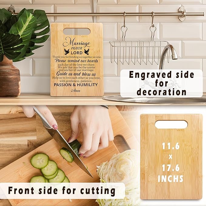 Christian Wedding Gifts for Couples 2025 Her Him Bride and Groom, Newlyweds Gifts for Couples, Just Married Gifts, Honeymoon Gifts, Marriage Prayer Wedding Gifts Bamboo Cutting Board for Kitchen