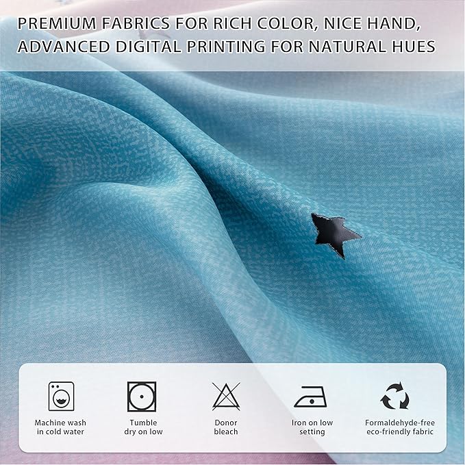 XiDi Dream Star Blackout Curtains for Kids Rooms Girl Princess Curtain for Daughter Bedroom Window (Pink Purple, W52 X L96)