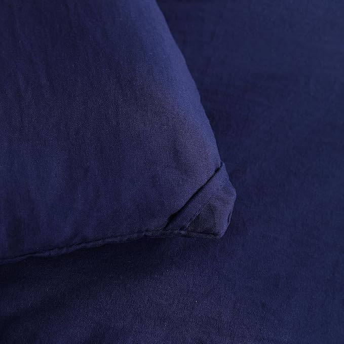 NTBAY Twin Comforter Set with Sheets, 5 Pieces Soft and Breathable Bedding Set, Bed in a Bag, Down Alternative Comforter Set Solid Color All Season, Kids Bedding Set, Navy Blue