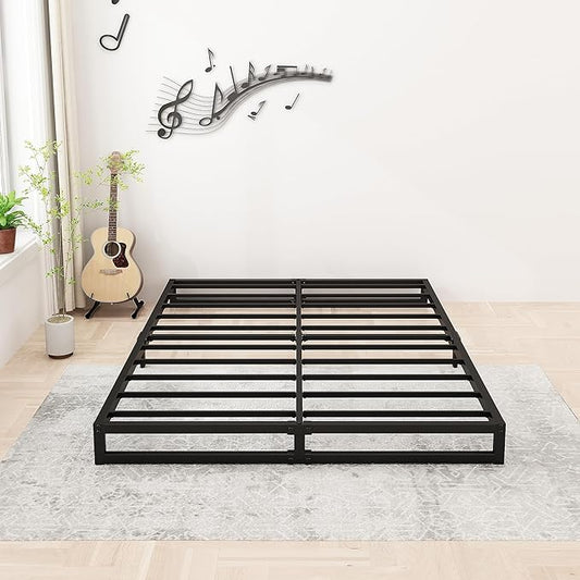 6 Inch Full Size Bed Frame No Box Spring Needed, Heavy Duty Metal Platform Beds with Sturdy Steal Slats for Mattress Foundation, Easy Assembly, Noise Free, Black