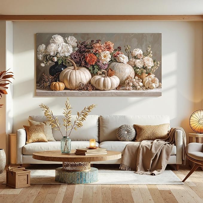 Canvas Wall Art Decor White Flower Large Wall Art Decor For Living Room Pictures Wall Decor Colorful Vintage Botanical Wall Art Pictures Prints For Home Bedroom Office Room Wall Decor 24×48 In