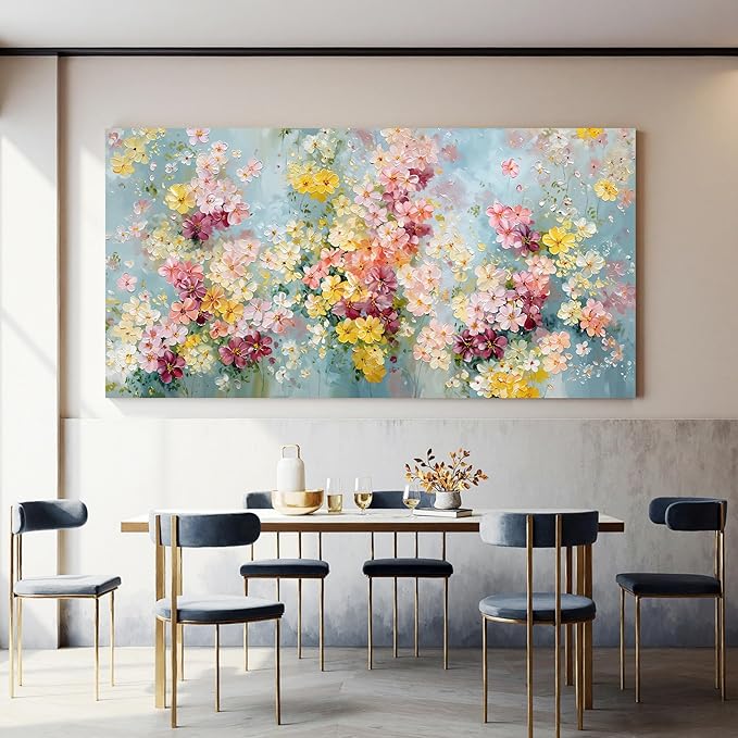 Dimpaga Oversized Wall Art Decor Colorful Abstract Flower Wall Canvas Art Decor For Living Room Abstract Aesthetics Artwork Pictures Prints Wall Art For Home Bedroom Office Room Wall Decor 29×58 inch