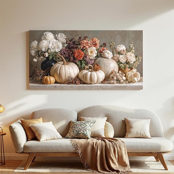 Canvas Wall Art Decor Colorful Vintage Botanical Wall Art Decor For Living Room Pictures Wall Decor White Flower Wall Art Decoratives Pictures Prints For Home Bedroom Office Room Wall Decor 20×40 In