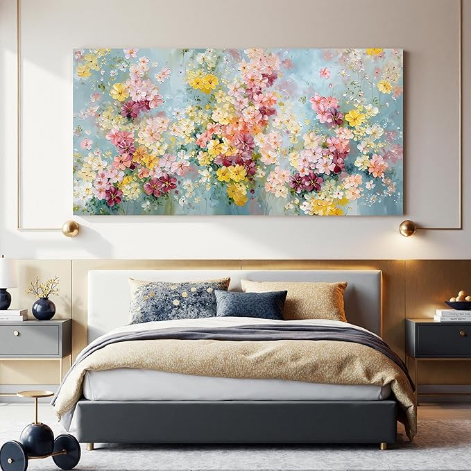 Dimpaga Oversized Wall Art Decor Colorful Abstract Flower Wall Canvas Art Decor For Living Room Abstract Aesthetics Artwork Pictures Prints Wall Art For Home Bedroom Office Room Wall Decor 29×58 inch