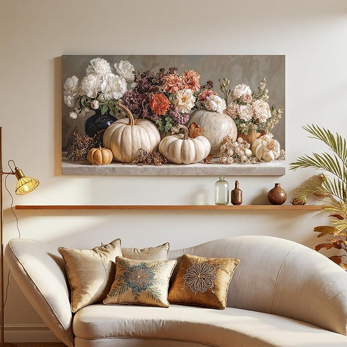 Canvas Wall Art Decor Colorful Vintage Botanical Wall Art Decor For Living Room Pictures Wall Decor White Flower Wall Art Decoratives Pictures Prints For Home Bedroom Office Room Wall Decor 20×40 In