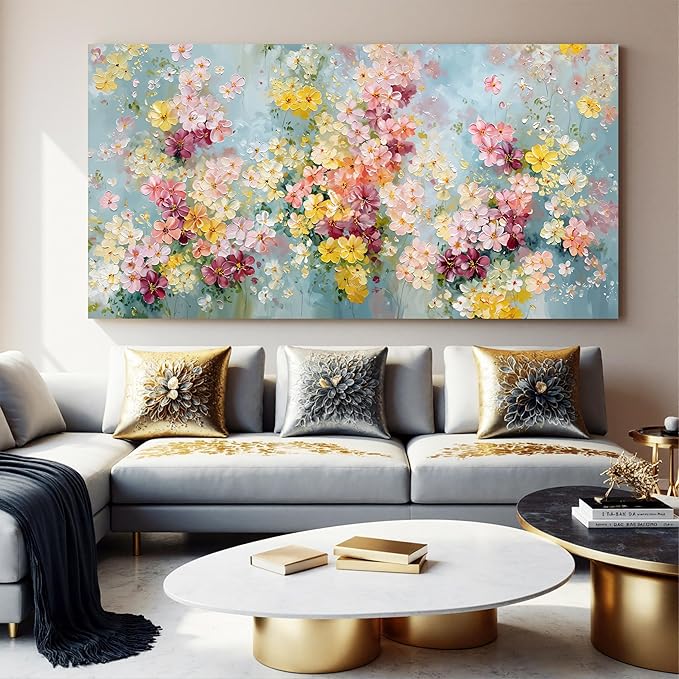 Dimpaga Oversized Wall Art Decor Colorful Abstract Flower Wall Canvas Art Decor For Living Room Abstract Aesthetics Artwork Pictures Prints Wall Art For Home Bedroom Office Room Wall Decor 29×58 inch