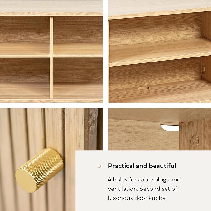 WERMO 71’’ Sideboard Storage Cabinet with Doors and Shelves - Wood Credenza for Living Room, Bedroom, Entryway and Home Office Cabinet. Kitchen Buffet, Modern Media Console Table with Storage (Oak)