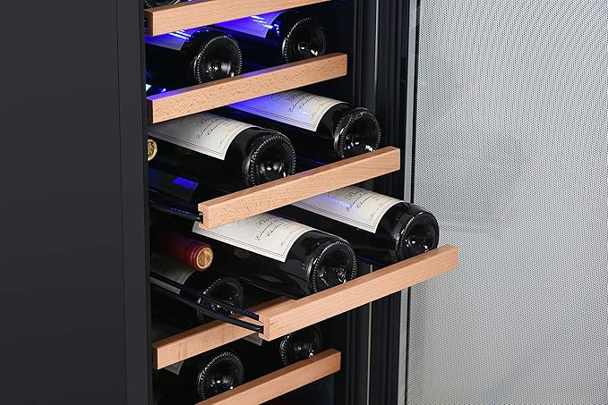 EdgeStar CWR302SZ 15 Inch Wide 25 Bottle Built-In Single Zone Wine Cooler with Reversible Lockable Door and LED Lighting - Stainless Steel