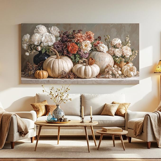 Dimpaga Oversized Wall Art Decor White Flower Canvas Wall Art For Living Room Pictures Wall Decor Colorful Vintage Botanical Wall Art Decor Pictures Prints For Bedroom Office Room Wall Decor 29×58 In
