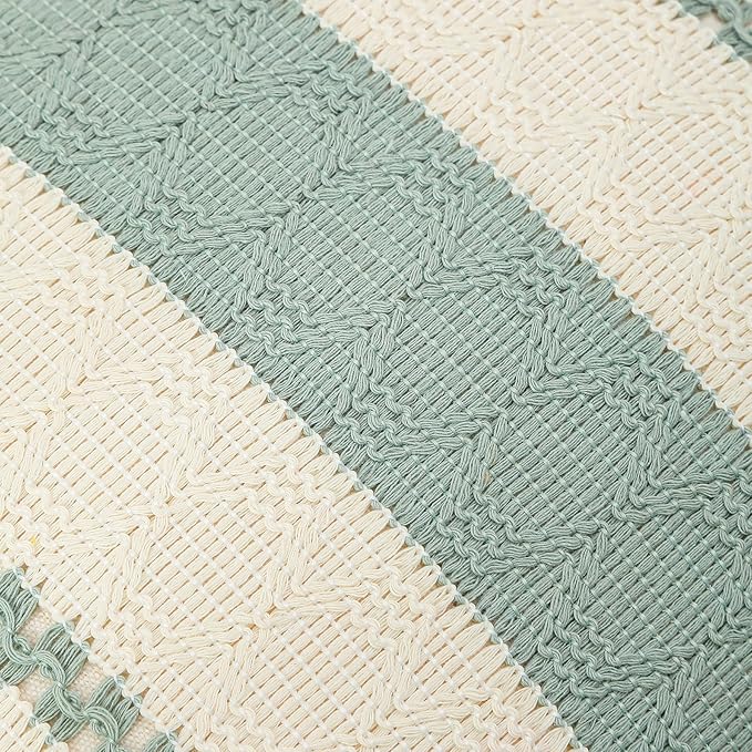 Boho Throw Pillow Covers Set of 2 Linen Farmhouse Pillow Covers 18x18,Rustic Decorative Throw Pillow Cover for Couch,Bed,Living Room (Sage Green, 20" x 20")